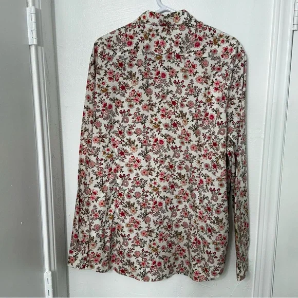 Express Slim 1MX Mens Collared Full Front Button Fitted Dress Shirt White Floral - Picture 5 of 5